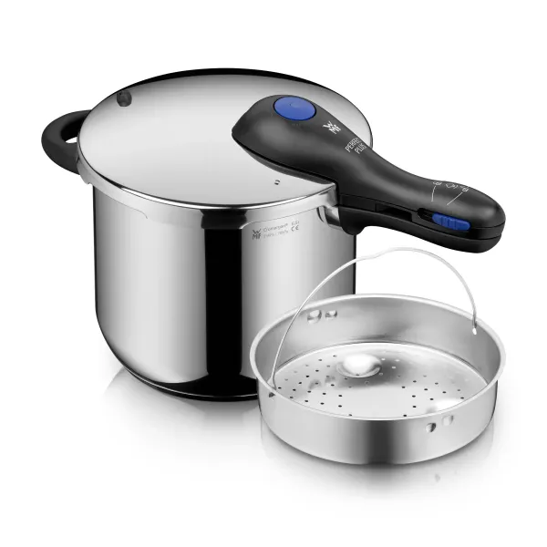 Olla rápida de 6,5 L Perfect Plus con cestillo para cocinar al vapor WMF